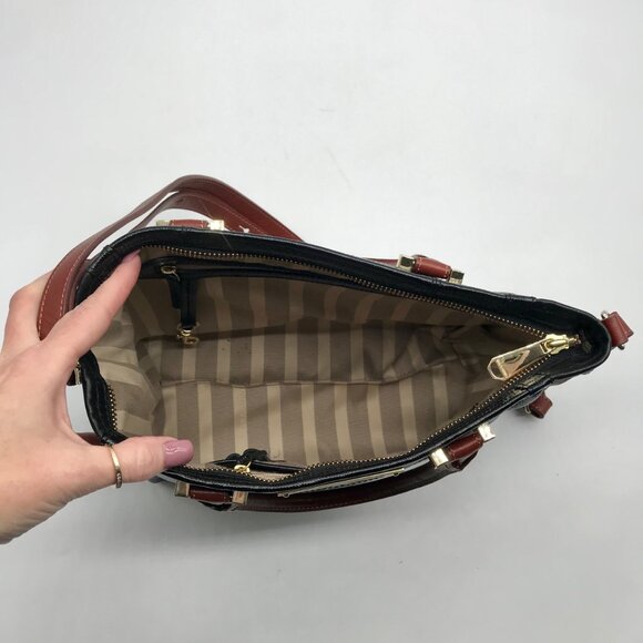 Brahmin Black And Gray Croc Embossed Leather Anywhere Satchel - Picture 10 of 10